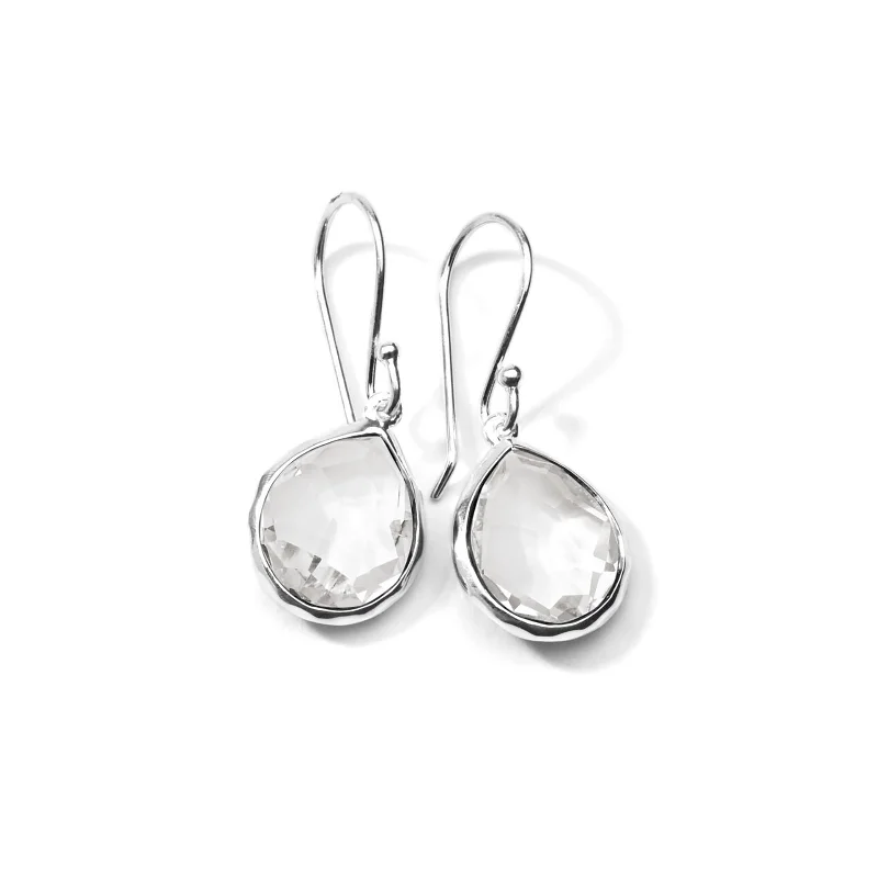 Parted-hoop earrings-Rock Candy Mini Teardrop Earrings in Sterling Silver