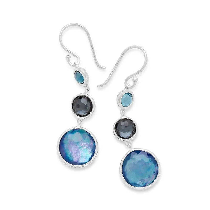 Rounded gem earrings-Lollipop Small Lollitini 3-Stone Drop Earrings in Eclipse