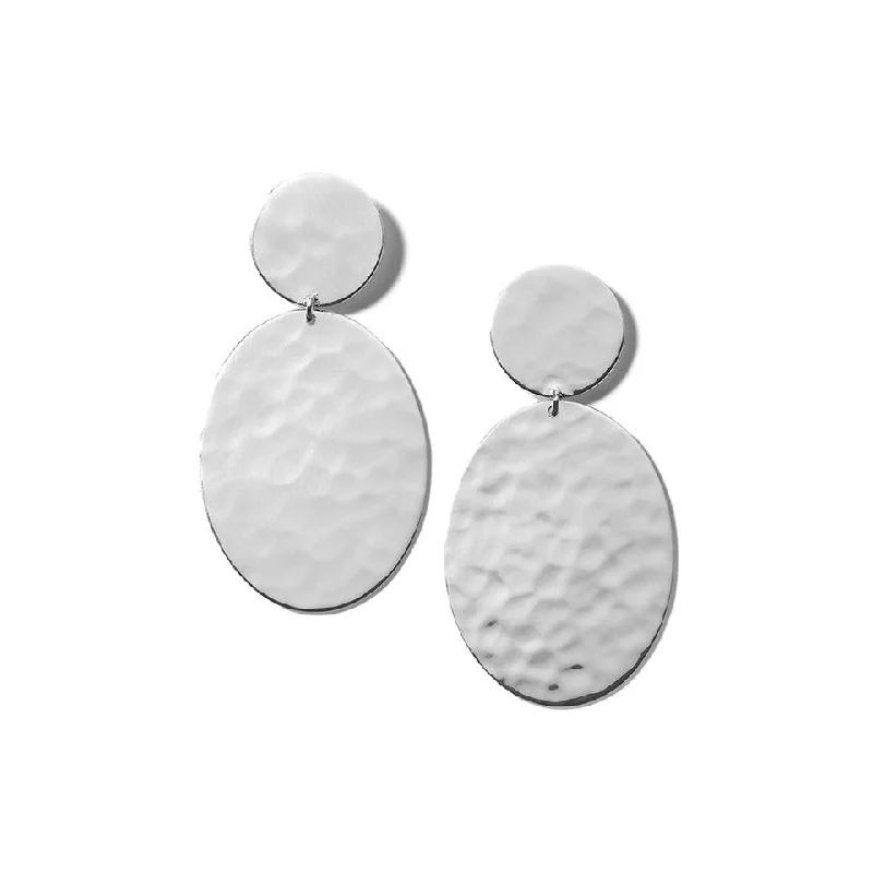 Light braid earrings-Classico Crinkle Hammered Oval Snowman Earrings