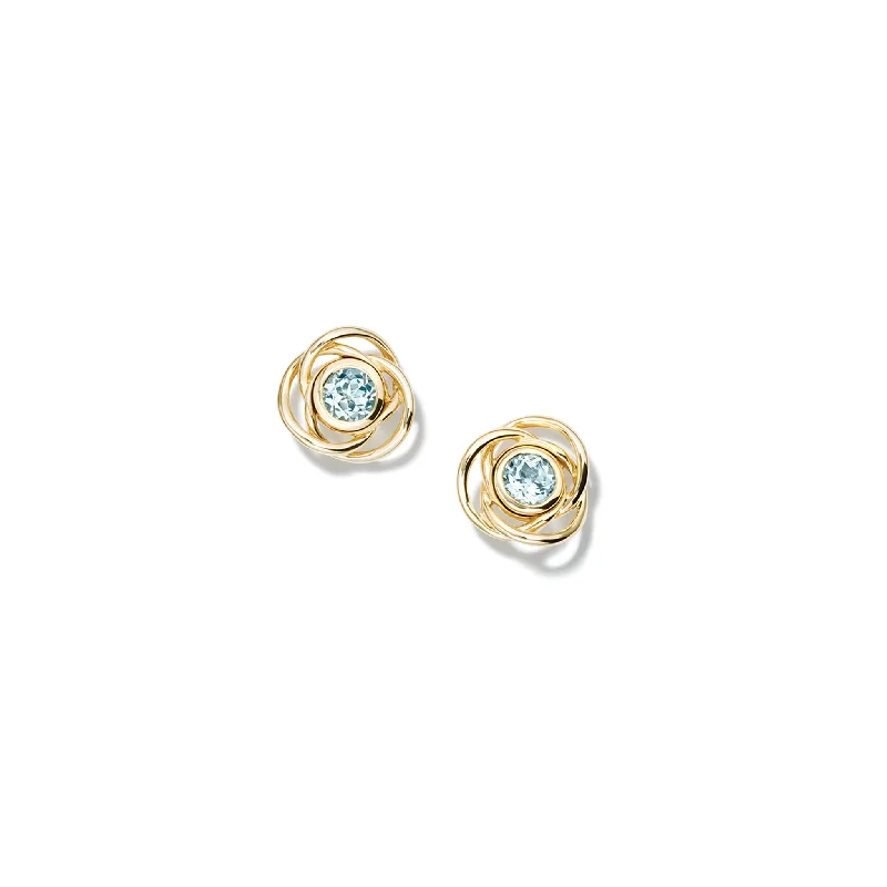 Glimmering aquamarine earrings-Shippo Earring Halos Yellow Gold