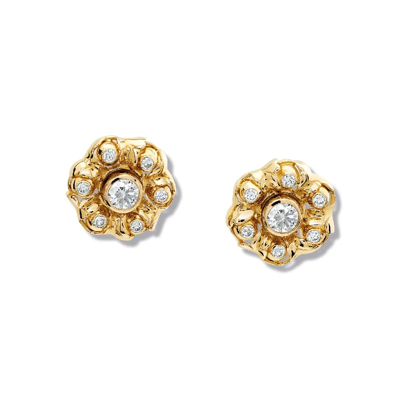 Peaked bar earrings-Songe de Vaux Earring Halos Yellow Gold - Diamond