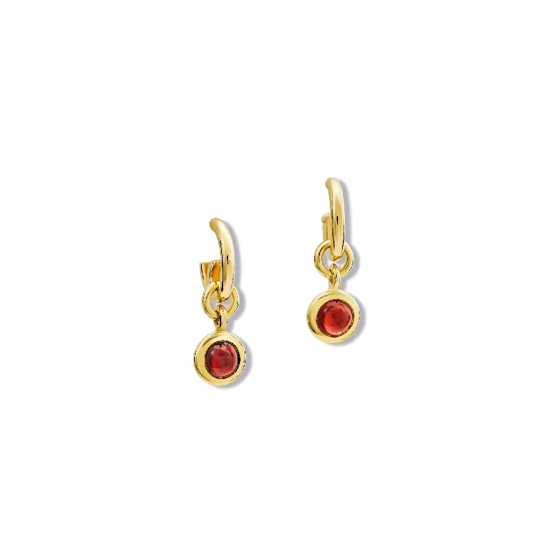 Embossed pattern earrings-Talya Earring Drops Yellow Gold - Garnet