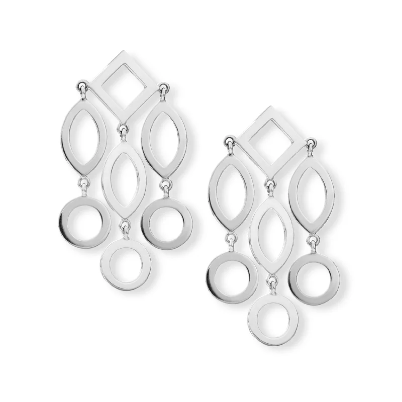 Sweeping arc earrings-Temple of Heaven Earrings Silver