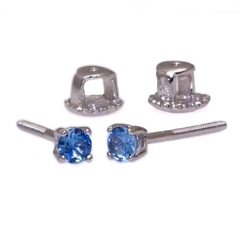 Twinkling crystal earrings-Tyler: 3mm 0.2ct London Blue Topaz Screw Back Earrings 925 Silver