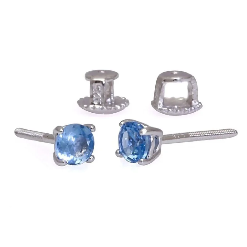 Polished zinc earrings-Tyler: 4mm 0.50ct London Blue Topaz Screw Back Earrings 925 Silver