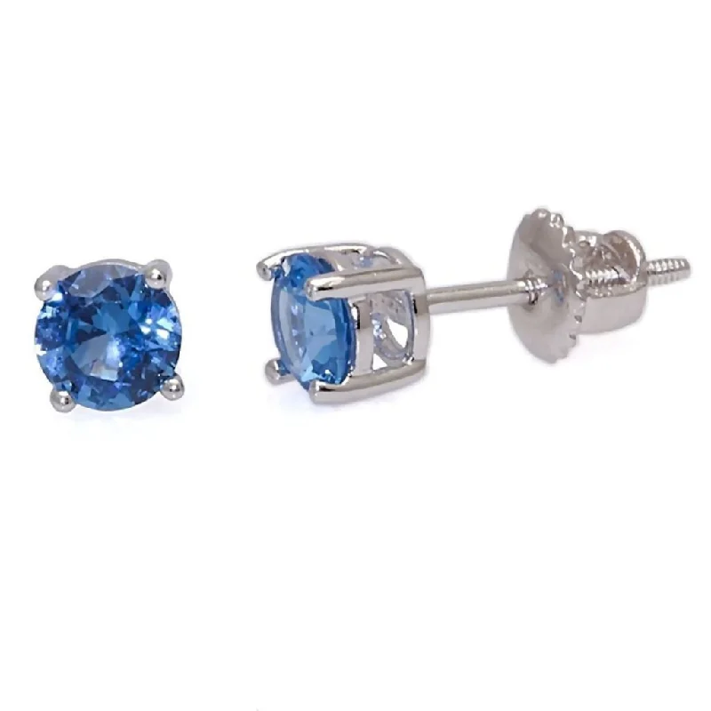 Pentagonal stud earrings-Tyler: 5mm 1.0ct London Blue Topaz Screw Back Earrings 925 Silver