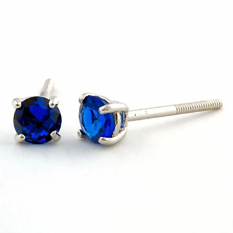 Channeled design earrings-Virgo: 4mm, 0.50ct Created Ceylon Sapphire Screw Back Earrings 925 SS