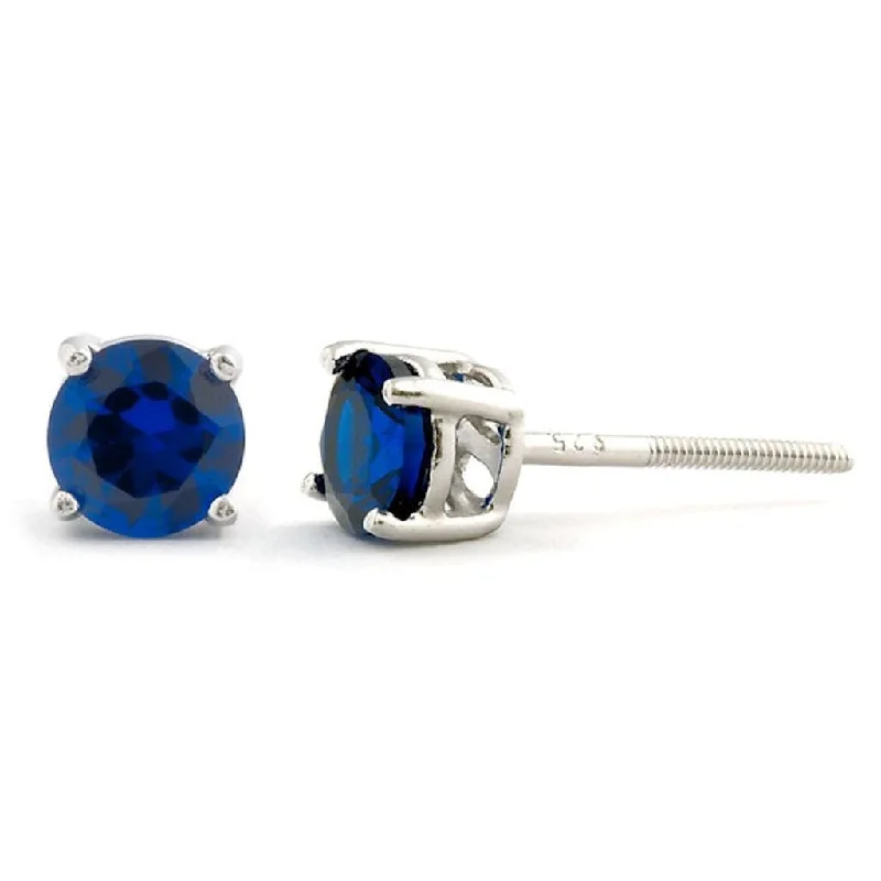 Pointed stone earrings-Virgo: 5mm, 1.0ct Created Ceylon Sapphire Screw Back Earrings 925 SS