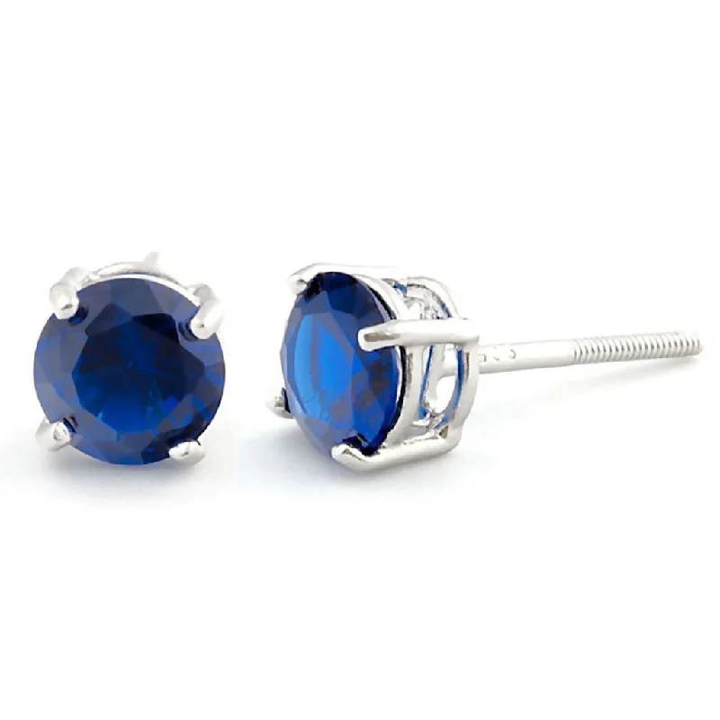 Glowing quartz earrings-Virgo: 7mm, 2.50ct Created Ceylon Sapphire Screw Back Earrings 925 SS