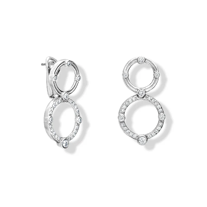 Sprig cluster earrings-Volo d'Angelo Double Earrings 18ct White Gold - Diamond