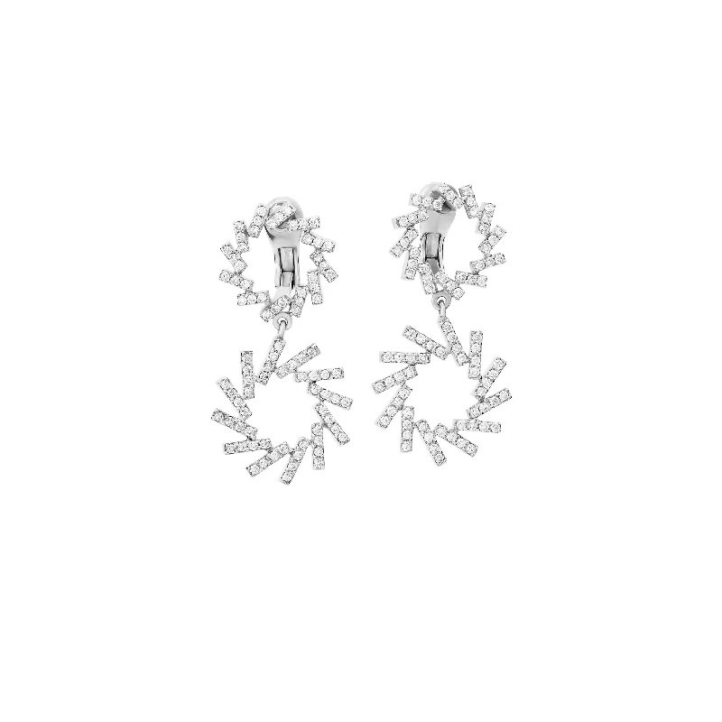 Satin shale earrings-Zellije Double Earrings 18ct White Gold - Diamond