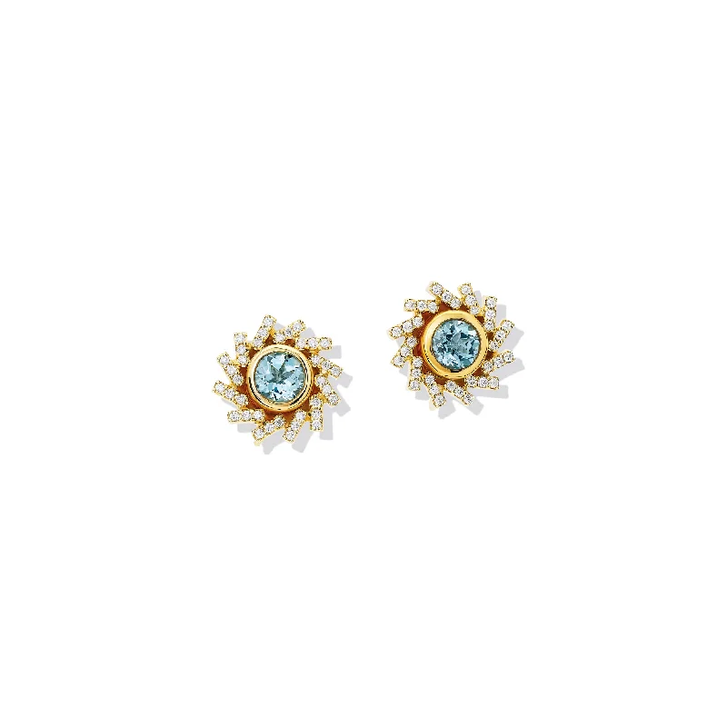 Narrow-tier earrings-Zellije Earring Halos Yellow Gold - Diamond